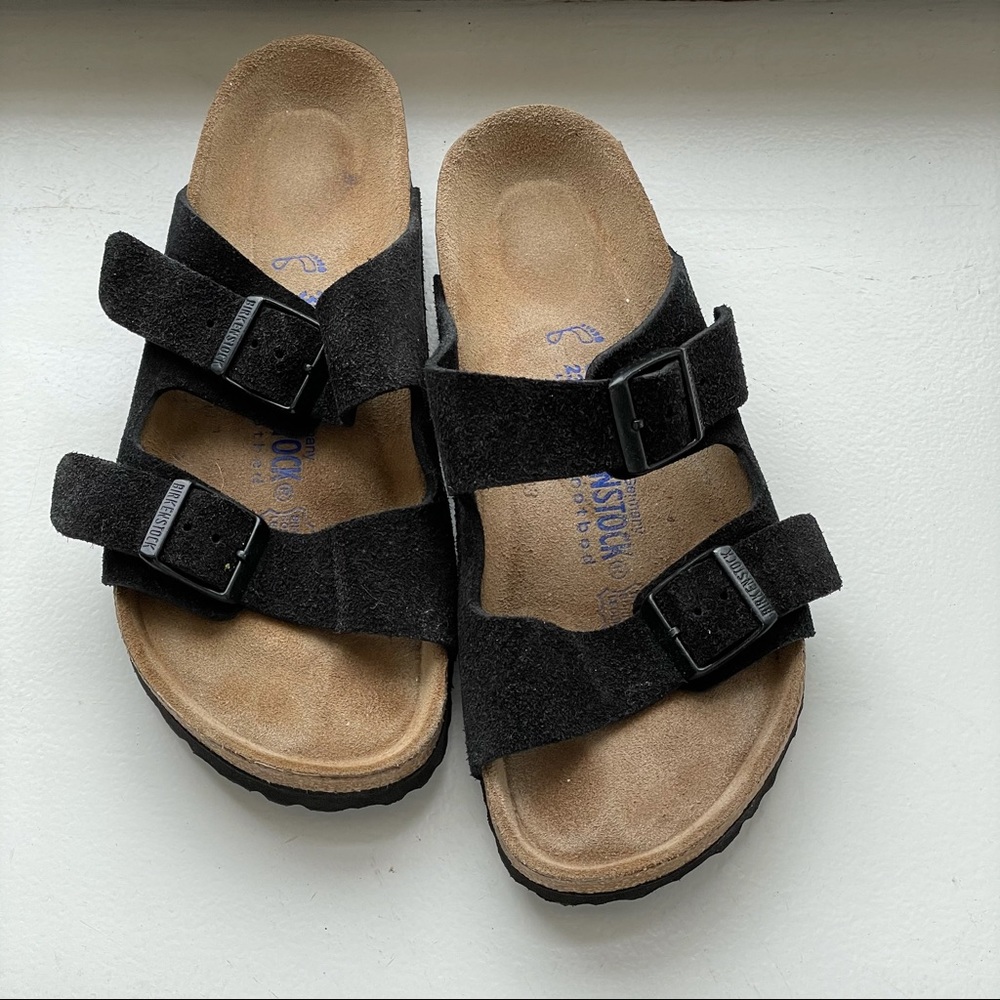 Black suede Arizona Birkenstocks